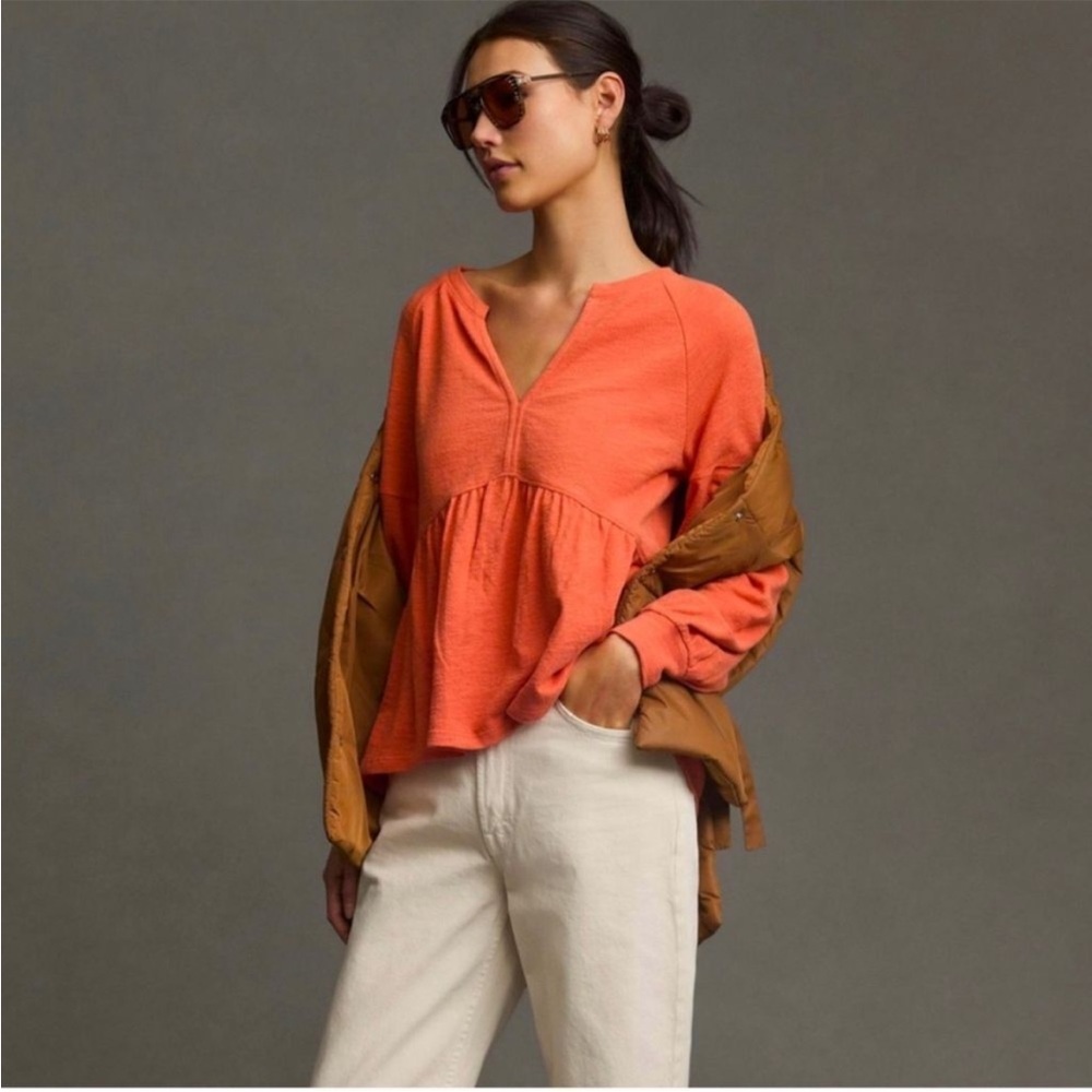 Pilcro long sleeve top - tangerine